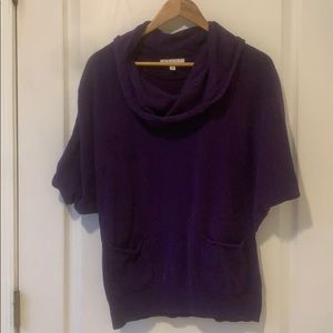 CHAUS Nordstrom purple cowl short sleeve sweater L